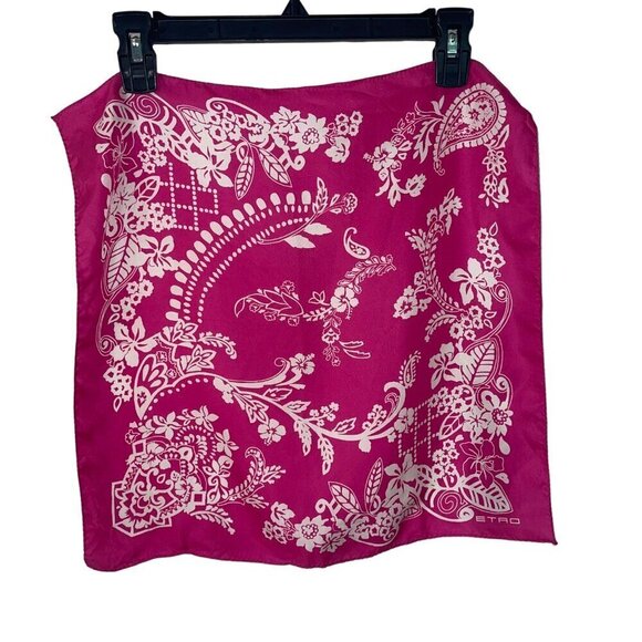 Etro Vintage Womens Scarf One Size Pink Floral Pure Silk Italy - Picture 8 of 8